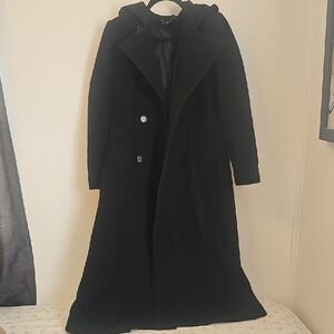 Anne Klein Black Hooded Trench Coat